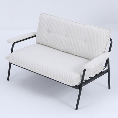 Canapé 2 places beige de 53 pouces avec cadre en métal pour petits espaces, mélange de polyester, mobilier d'appartement moderne et compact