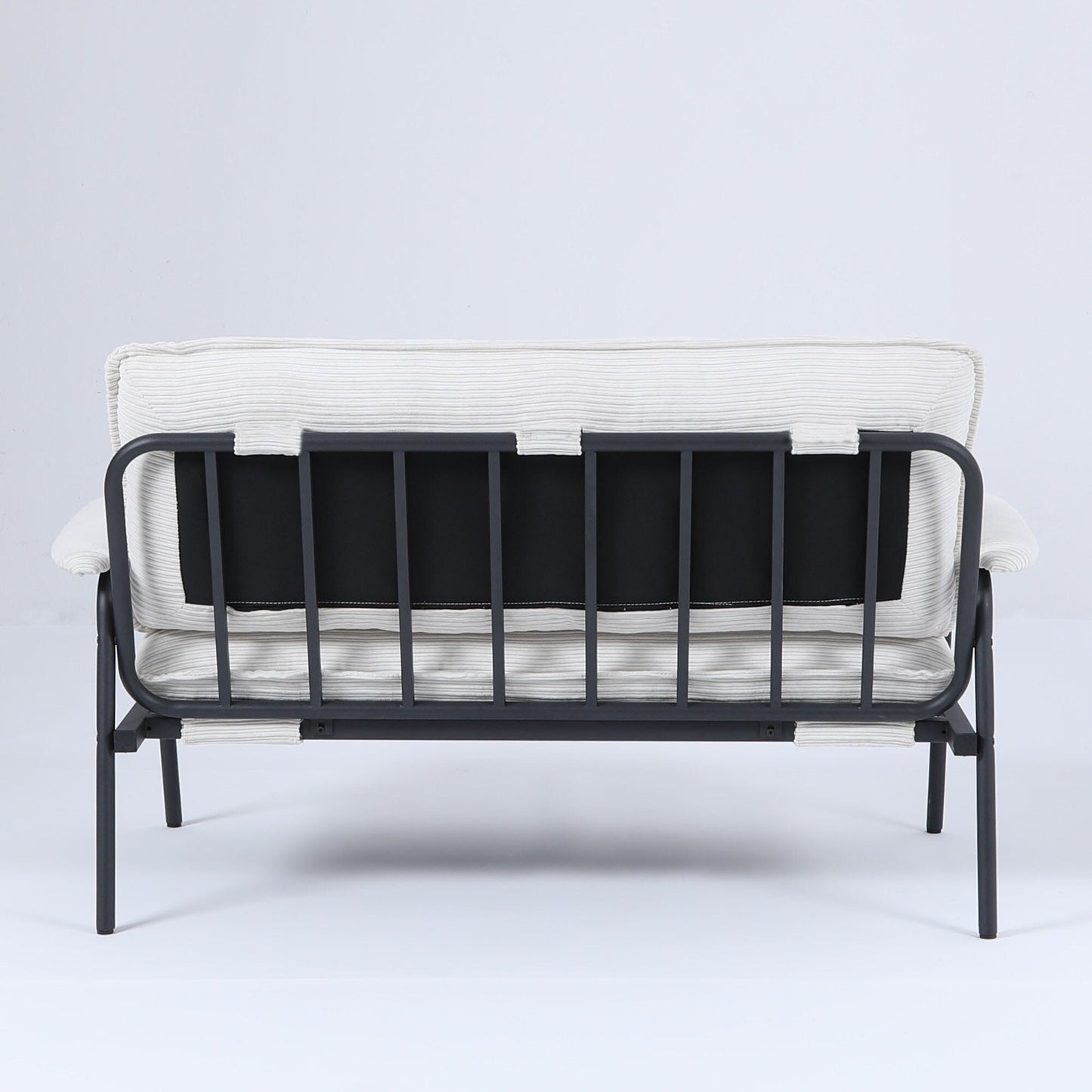 Canapé 2 places beige de 53 pouces avec cadre en métal pour petits espaces, mélange de polyester, mobilier d'appartement moderne et compact