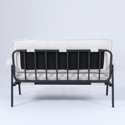 Canapé 2 places beige de 53 pouces avec cadre en métal pour petits espaces, mélange de polyester, mobilier d'appartement moderne et compact