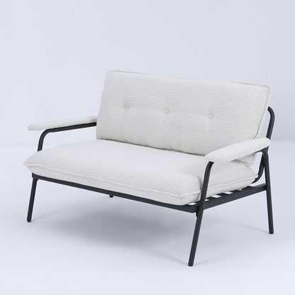 Canapé 2 places beige de 53 pouces avec cadre en métal pour petits espaces, mélange de polyester, mobilier d'appartement moderne et compact