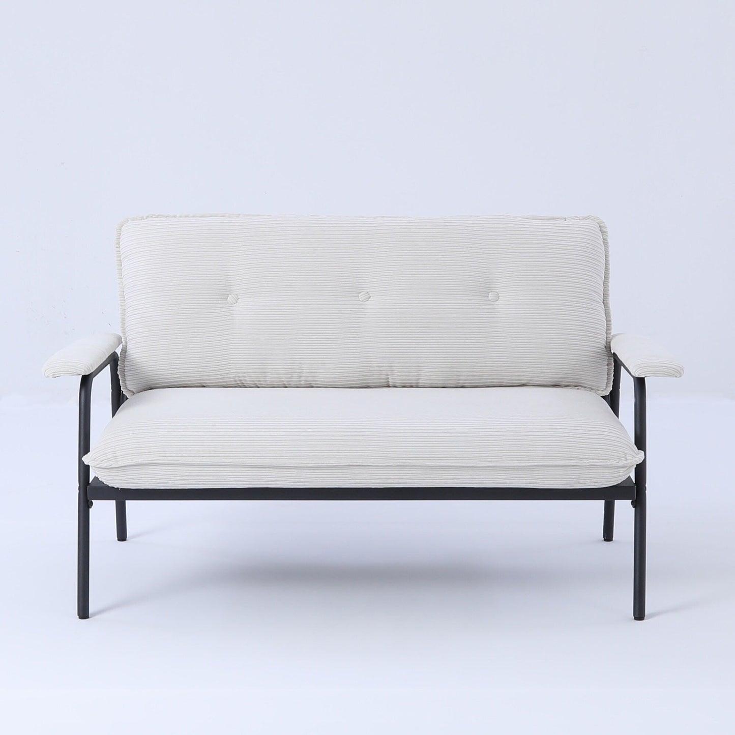 Canapé 2 places beige de 53 pouces avec cadre en métal pour petits espaces, mélange de polyester, mobilier d'appartement moderne et compact