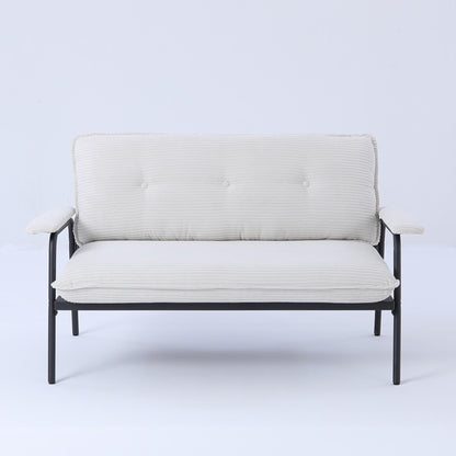 Canapé 2 places beige de 53 pouces avec cadre en métal pour petits espaces, mélange de polyester, mobilier d'appartement moderne et compact