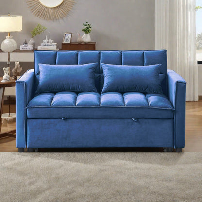 Canapé-lit 2 places en velours 53,94 $ avec dossier réglable sur 3 positions et deux poches latérales