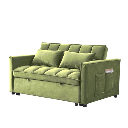 Canapé-lit 2 places en velours 53,94 $ avec dossier réglable sur 3 positions et deux poches latérales