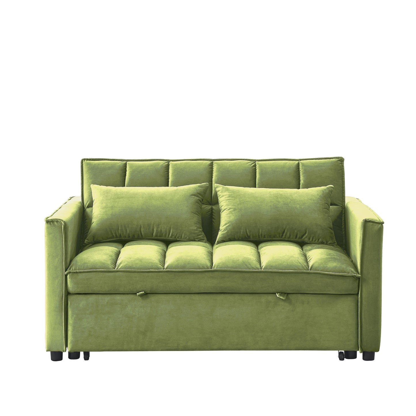 Canapé-lit 2 places en velours 53,94 $ avec dossier réglable sur 3 positions et deux poches latérales