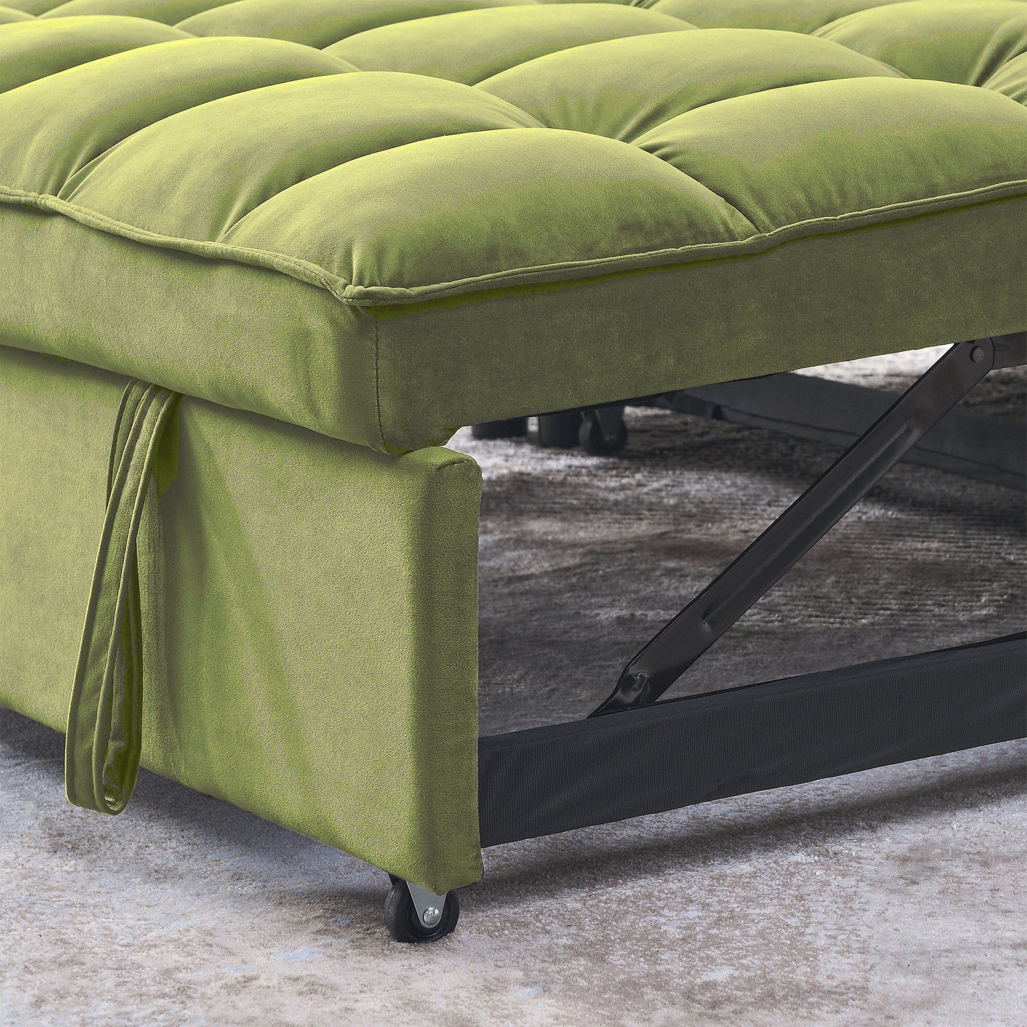 Canapé-lit 2 places en velours 53,94 $ avec dossier réglable sur 3 positions et deux poches latérales