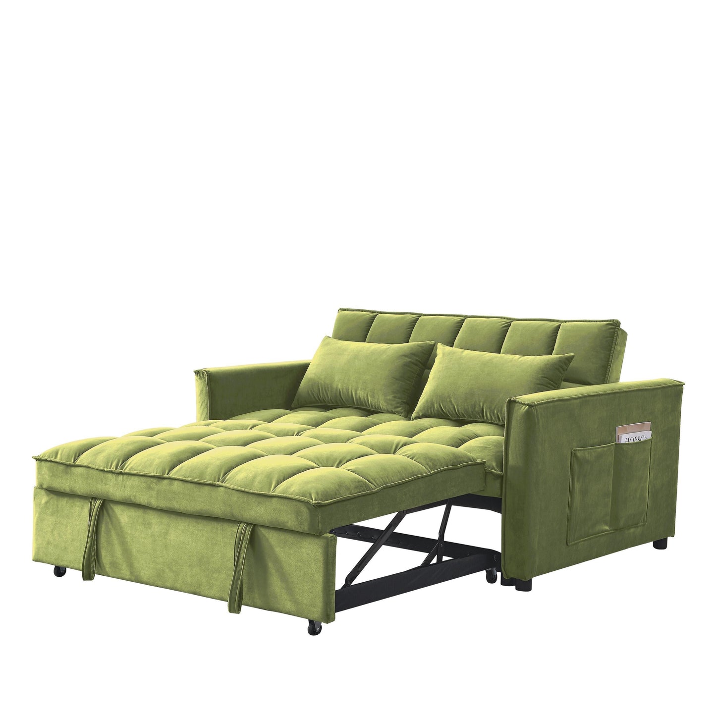 Canapé-lit 2 places en velours 53,94 $ avec dossier réglable sur 3 positions et deux poches latérales