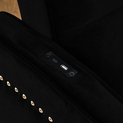 Canapé-lit modulable en mousse de 53 po avec lit gigogne, chargement USB/Type-C, garniture en cuivre et poches de rangement pour les accoudoirs