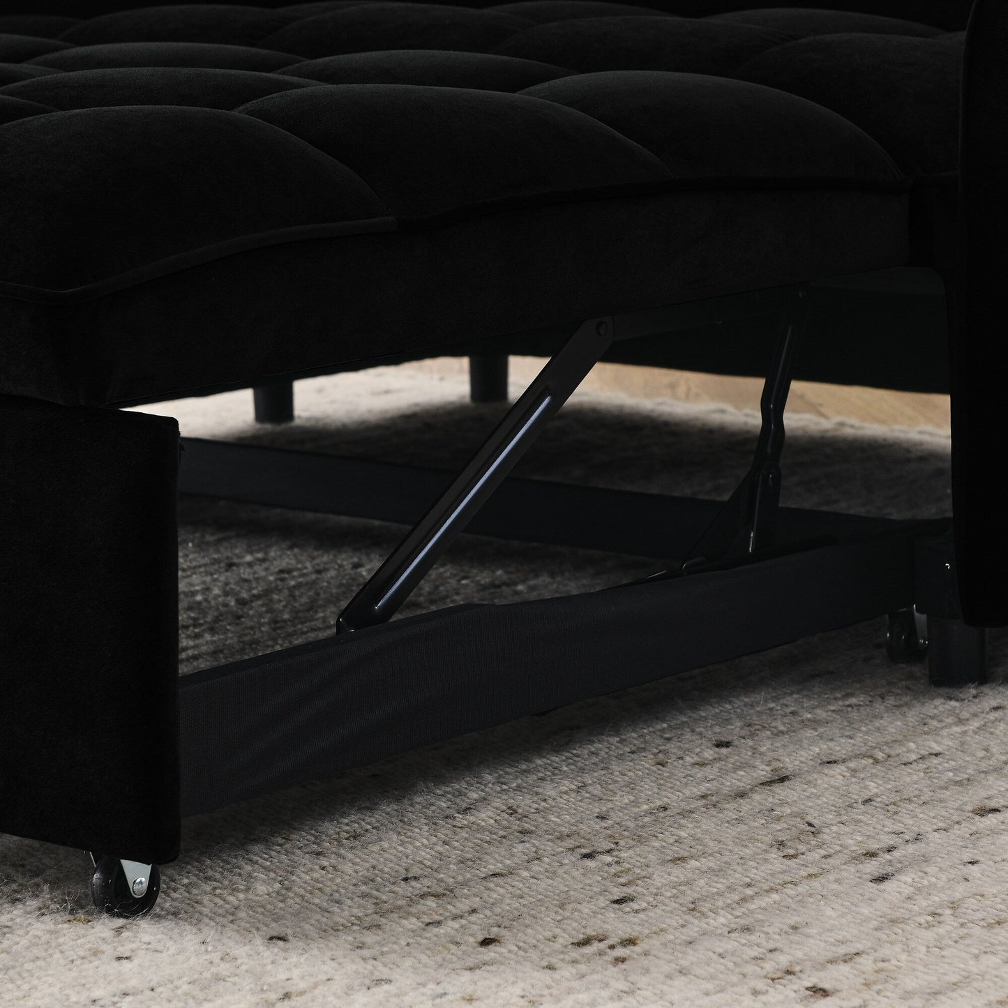 Canapé-lit modulable en mousse de 53 po avec lit gigogne, chargement USB/Type-C, garniture en cuivre et poches de rangement pour les accoudoirs