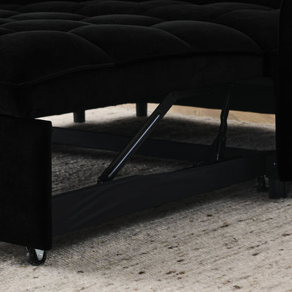 Canapé-lit modulable en mousse de 53 po avec lit gigogne, chargement USB/Type-C, garniture en cuivre et poches de rangement pour les accoudoirs