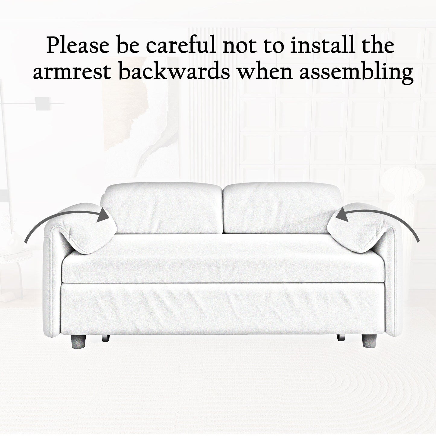 Canapé-lit en velours de 54 pouces - Conception polyvalente avec lit queen-size rétractable et rangement pour accoudoirs