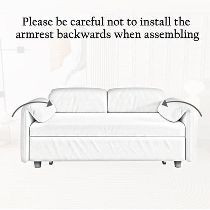 Canapé-lit en velours de 54 pouces - Conception polyvalente avec lit queen-size rétractable et rangement pour accoudoirs