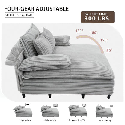 Chaise longue surdimensionnée de 54,75 W, canapé-lit moelleux et rembourré avec 2 oreillers