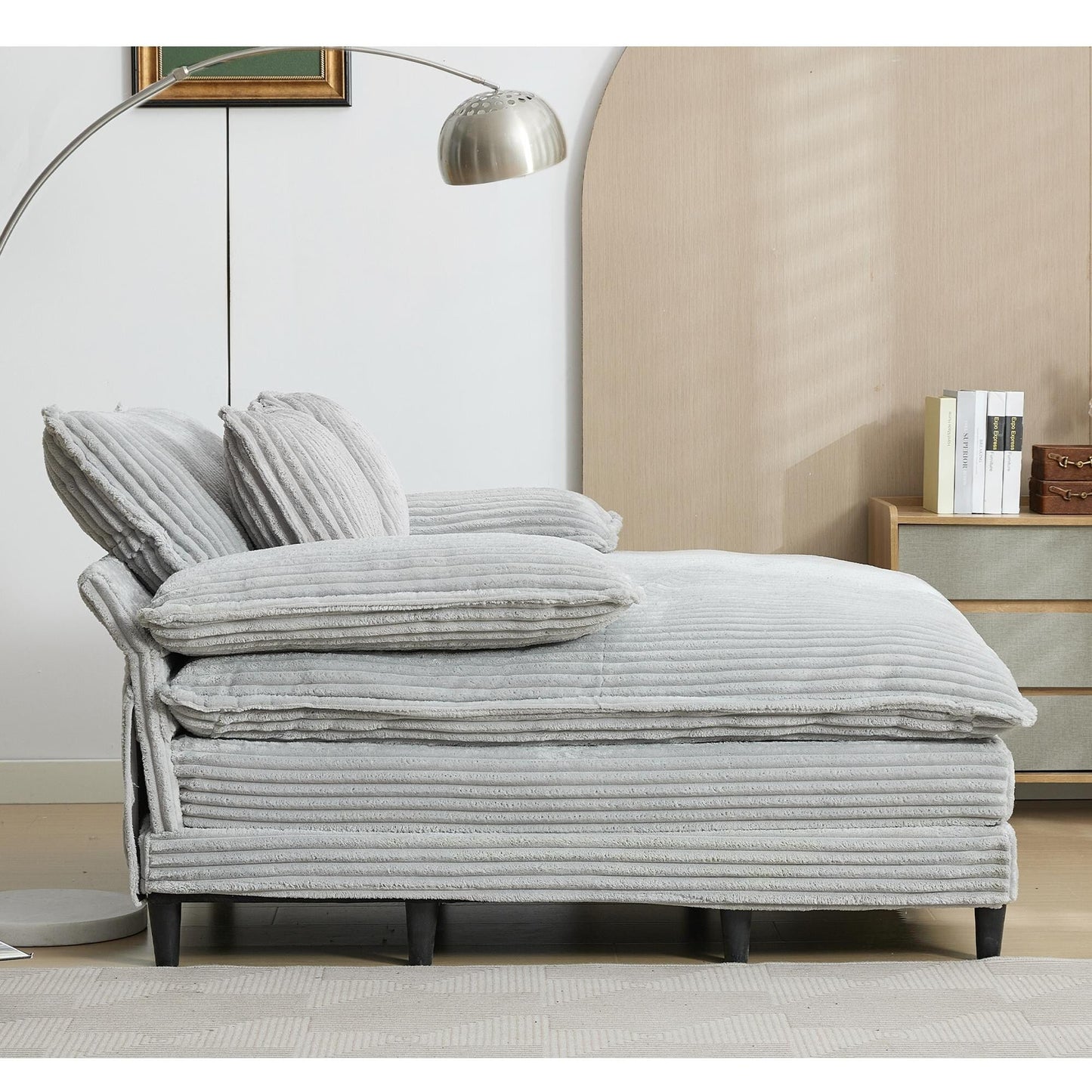Chaise longue surdimensionnée de 54,75 W, canapé-lit moelleux et rembourré avec 2 oreillers