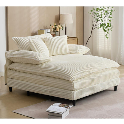 Chaise longue surdimensionnée de 54,75 W, canapé-lit moelleux et rembourré avec 2 oreillers