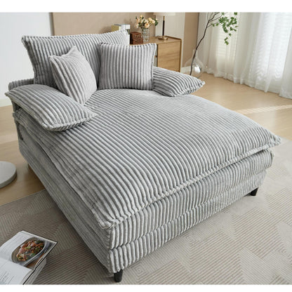 Chaise longue surdimensionnée de 54,75 W, canapé-lit moelleux et rembourré avec 2 oreillers