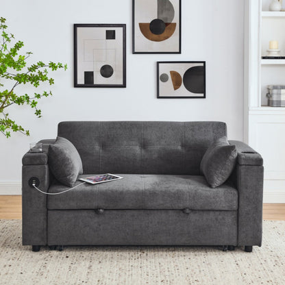 Canapé-lit gigogne 54 places inclinable avec accoudoirs, rangements et poches latérales, prise USB