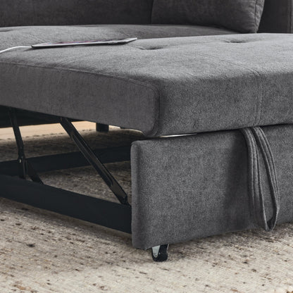 Canapé-lit gigogne 54 places inclinable avec accoudoirs, rangements et poches latérales, prise USB