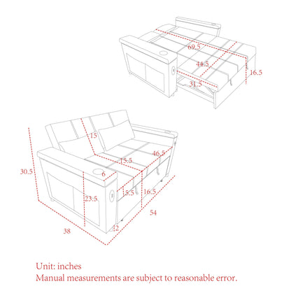 Canapé-lit gigogne 54 places Canapé-lit inclinable à deux places