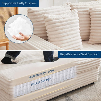 Canapé-lit rembourré de 54 pouces avec oreillers et accoudoirs Chaise de café surdimensionnée d'intérieur Canapé-lit confortable en velours côtelé