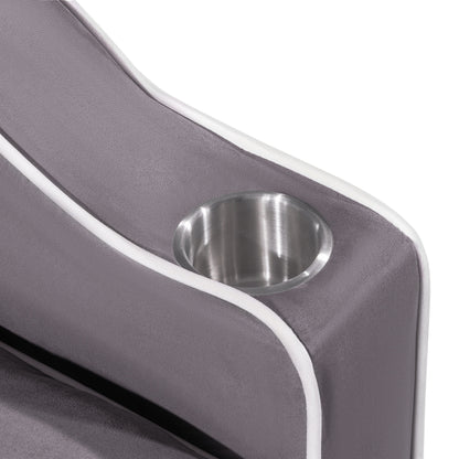 Canapé-lit pliant multi-positions en daim 55.11 avec port de chargement USB, support de téléphone rotatif et cendrier