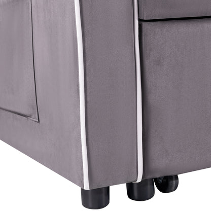 Canapé-lit pliant multi-positions en daim 55.11 avec port de chargement USB, support de téléphone rotatif et cendrier