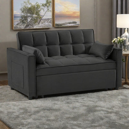 Canapé-lit convertible 2 en 1 en velours 55,2 avec dossier réglable