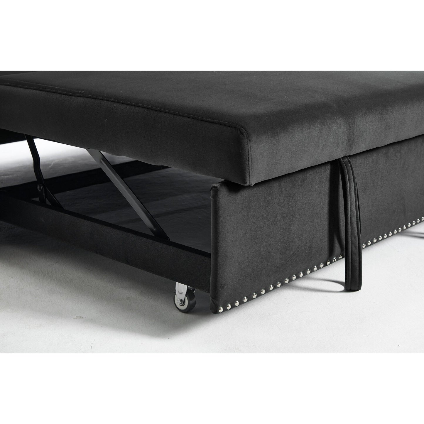 Canapé-lit convertible 3 en 1 en velours de 55 pouces avec dossier inclinable, poches latérales et 2 oreillers