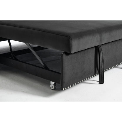 Canapé-lit convertible 3 en 1 en velours de 55 pouces avec dossier inclinable, poches latérales et 2 oreillers