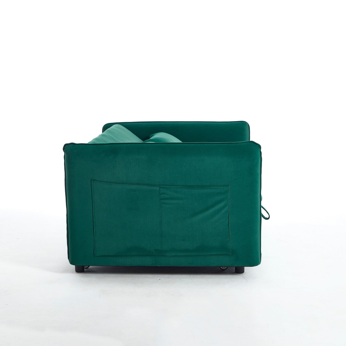 Canapé-lit convertible 3 en 1 en velours de 55 pouces avec dossier inclinable, poches latérales et 2 oreillers