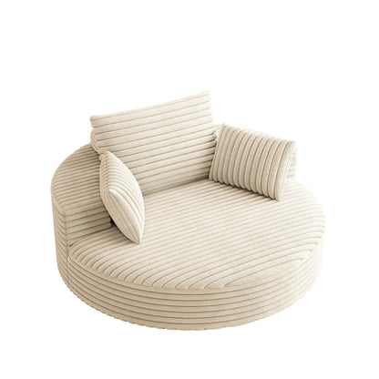 Fauteuil pivotant simple en velours côtelé chenille 55 L, canapé-lit moderne et moelleux, pivotant à 360 degrés, pour salon et salle de projection