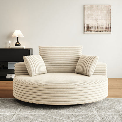 Fauteuil pivotant simple en velours côtelé chenille 55 L, canapé-lit moderne et moelleux, pivotant à 360 degrés, pour salon et salle de projection