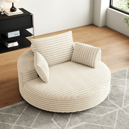 Fauteuil pivotant simple en velours côtelé chenille 55 L, canapé-lit moderne et moelleux, pivotant à 360 degrés, pour salon et salle de projection