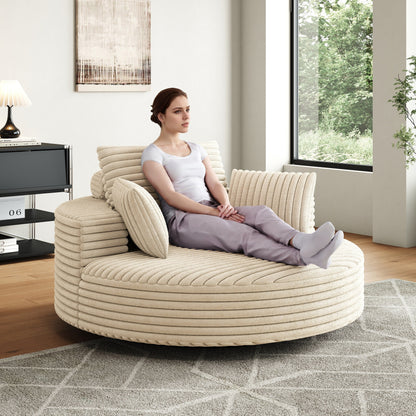 Fauteuil pivotant simple en velours côtelé chenille 55 L, canapé-lit moderne et moelleux, pivotant à 360 degrés, pour salon et salle de projection