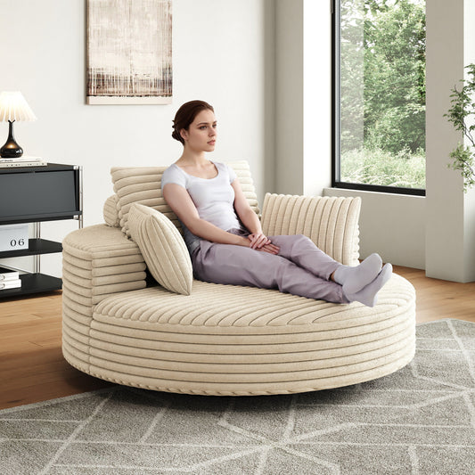 Fauteuil pivotant simple en velours côtelé chenille 55 L, canapé-lit moderne et moelleux, pivotant à 360 degrés, pour salon et salle de projection