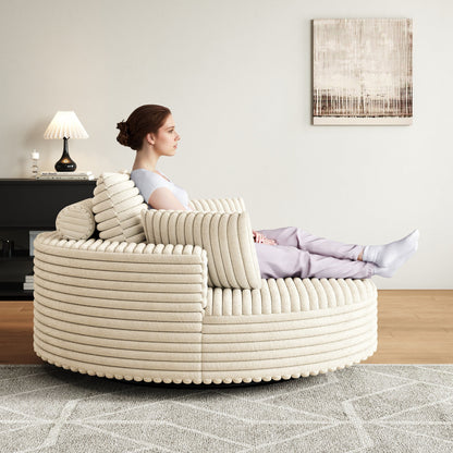 Fauteuil pivotant simple en velours côtelé chenille 55 L, canapé-lit moderne et moelleux, pivotant à 360 degrés, pour salon et salle de projection