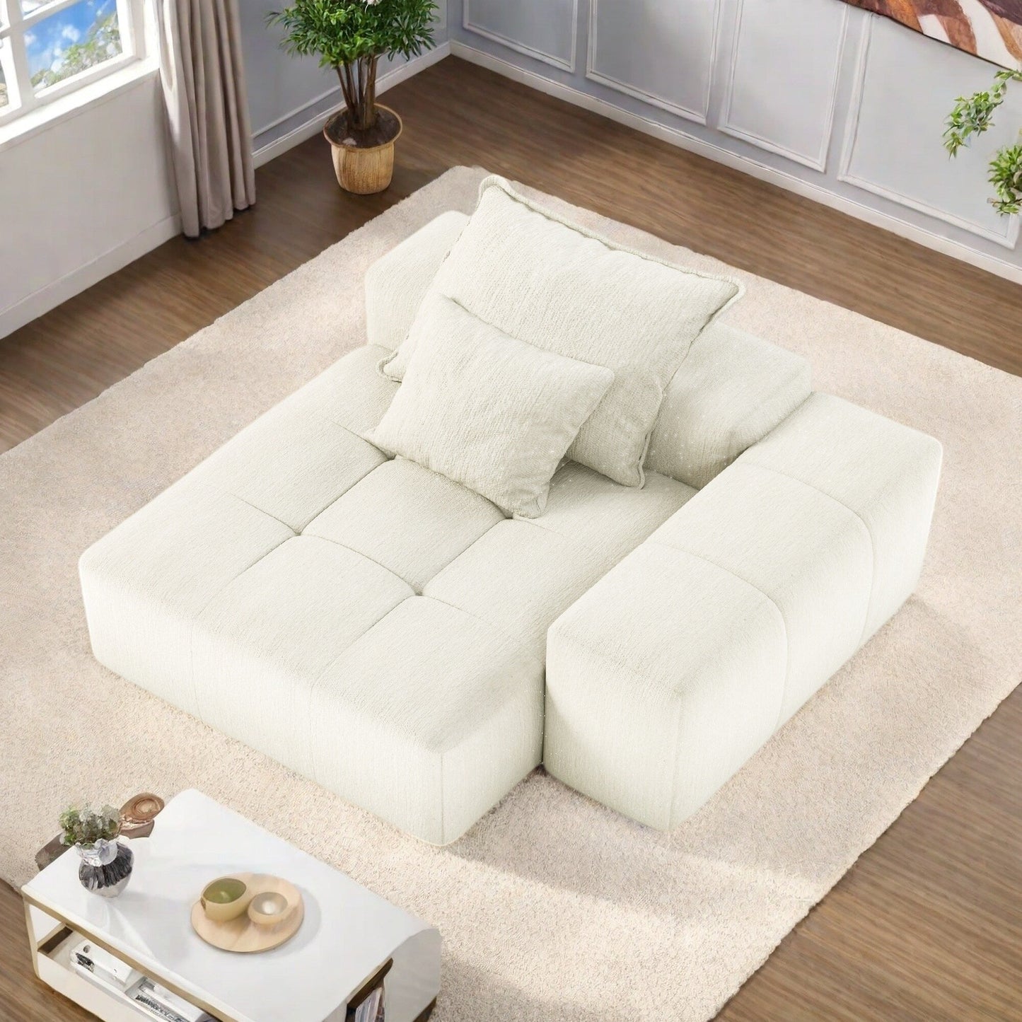 Canapé 2 places en mousse 56,7 avec 2 coussins pour salon et chambre