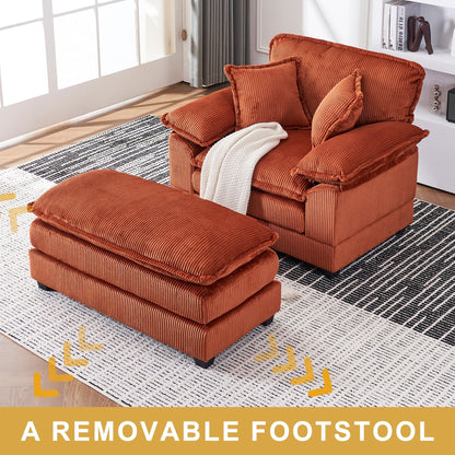 Fauteuil surdimensionné de 56,9 W avec ottoman, fauteuil de lecture pour chambre à coucher, canapé-lit inclinable moderne surdimensionné