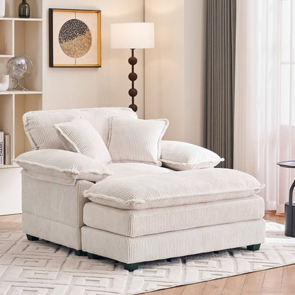 Fauteuil surdimensionné de 56,9 W avec ottoman, fauteuil de lecture pour chambre à coucher, canapé-lit inclinable moderne surdimensionné