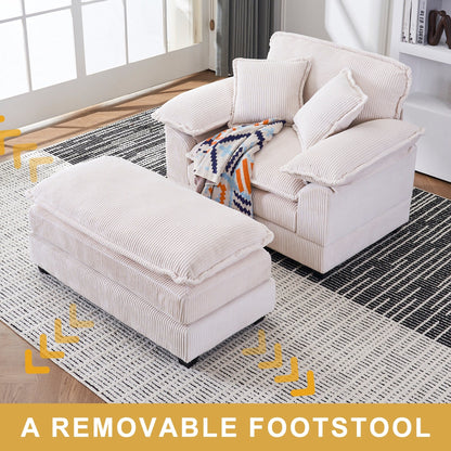 Fauteuil surdimensionné de 56,9 W avec ottoman, fauteuil de lecture pour chambre à coucher, canapé-lit inclinable moderne surdimensionné