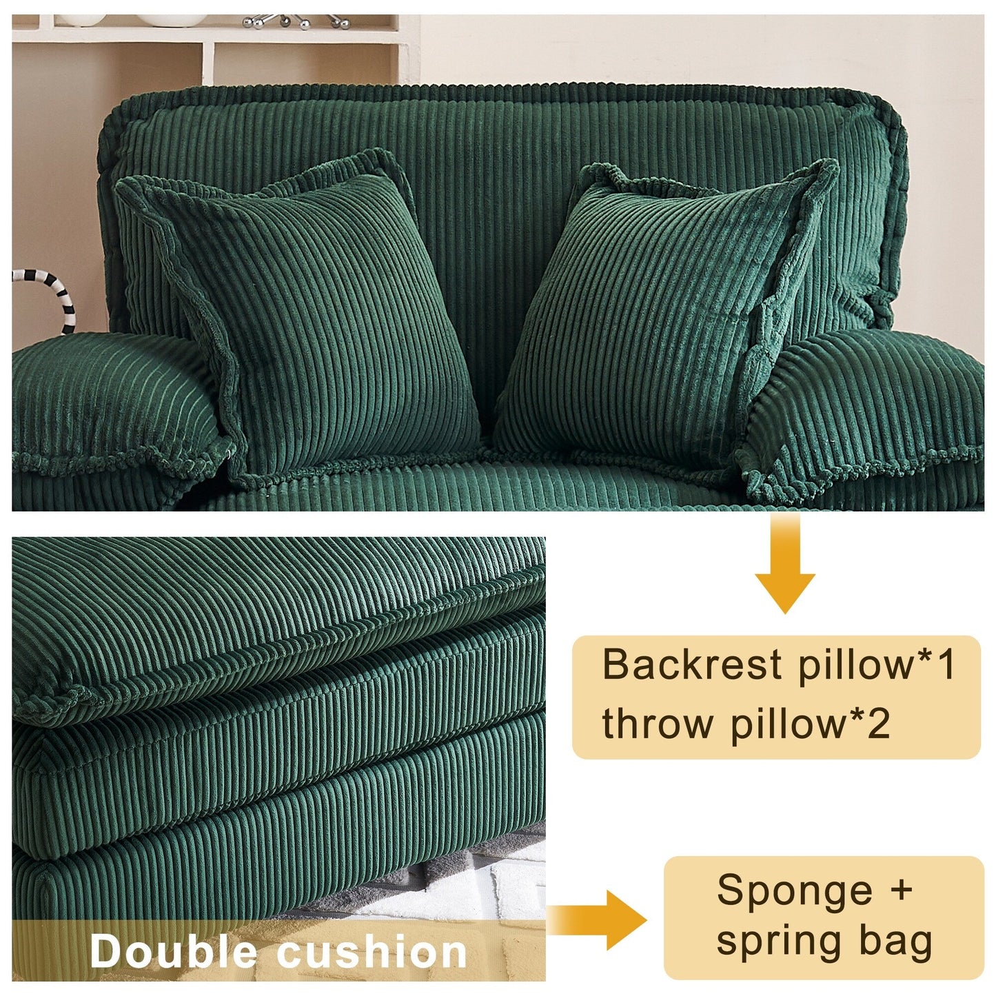 Fauteuil surdimensionné de 56,9 W avec ottoman, fauteuil de lecture pour chambre à coucher, canapé-lit inclinable moderne surdimensionné