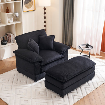 Fauteuil surdimensionné de 56,9 W avec ottoman, fauteuil de lecture pour chambre à coucher, canapé-lit inclinable moderne surdimensionné