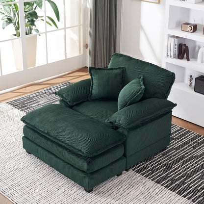 Fauteuil surdimensionné de 56,9 W avec ottoman, fauteuil de lecture pour chambre à coucher, canapé-lit inclinable moderne surdimensionné