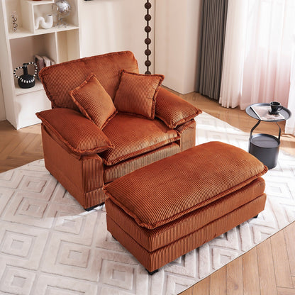 Fauteuil surdimensionné de 56,9 W avec ottoman, fauteuil de lecture pour chambre à coucher, canapé-lit inclinable moderne surdimensionné