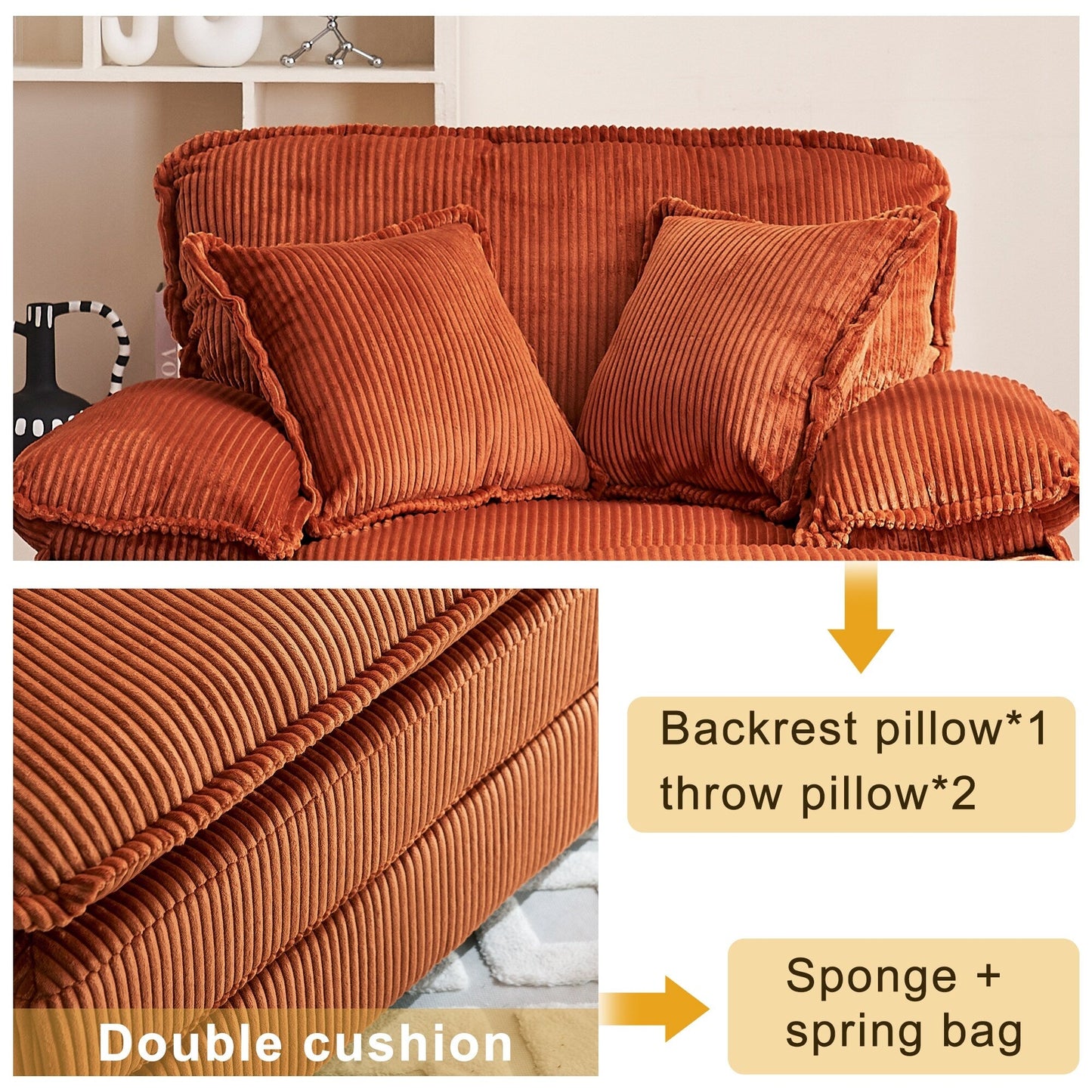 Fauteuil surdimensionné de 56,9 W avec ottoman, fauteuil de lecture pour chambre à coucher, canapé-lit inclinable moderne surdimensionné