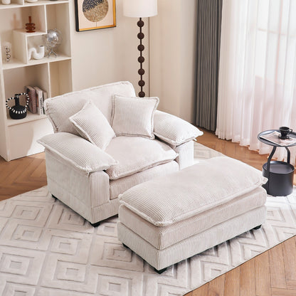 Fauteuil surdimensionné de 56,9 W avec ottoman, fauteuil de lecture pour chambre à coucher, canapé-lit inclinable moderne surdimensionné