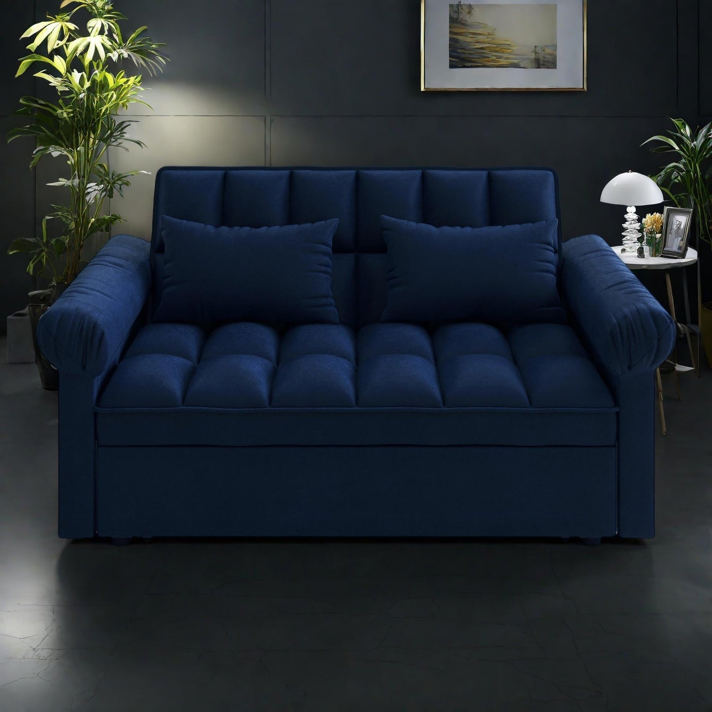 Canapé-lit 2 places en mousse de 56 pouces avec lit gigogne et dossier réglable