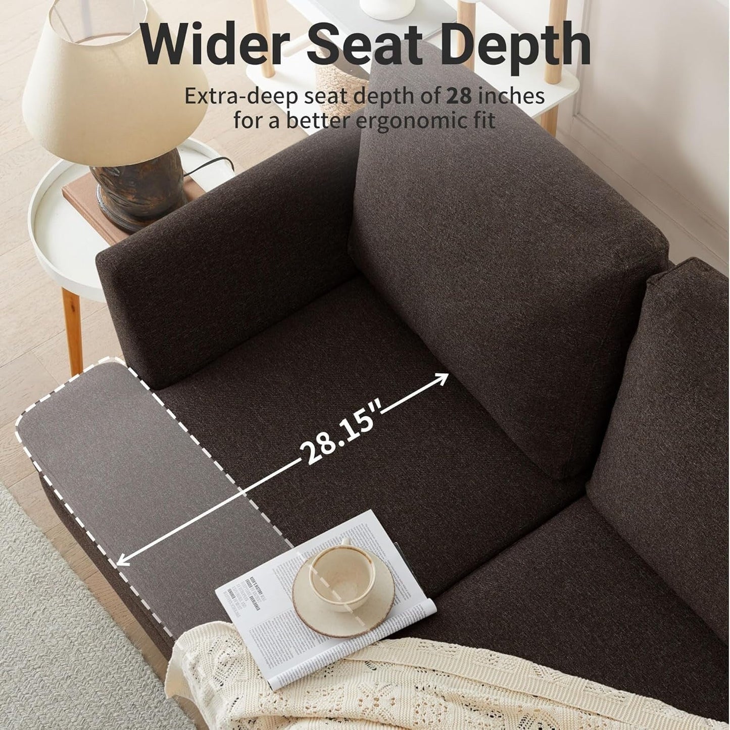 Canapé 2 places rembourré style Mid-Century 56 pour salon, chambre et appartement, design compact