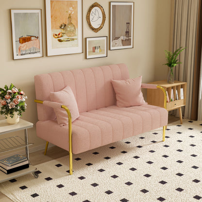 Canapé en polaire rose doux - 29,92 x 58,66 x 31,89