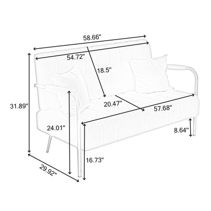 Canapé en polaire rose doux - 29,92 x 58,66 x 31,89